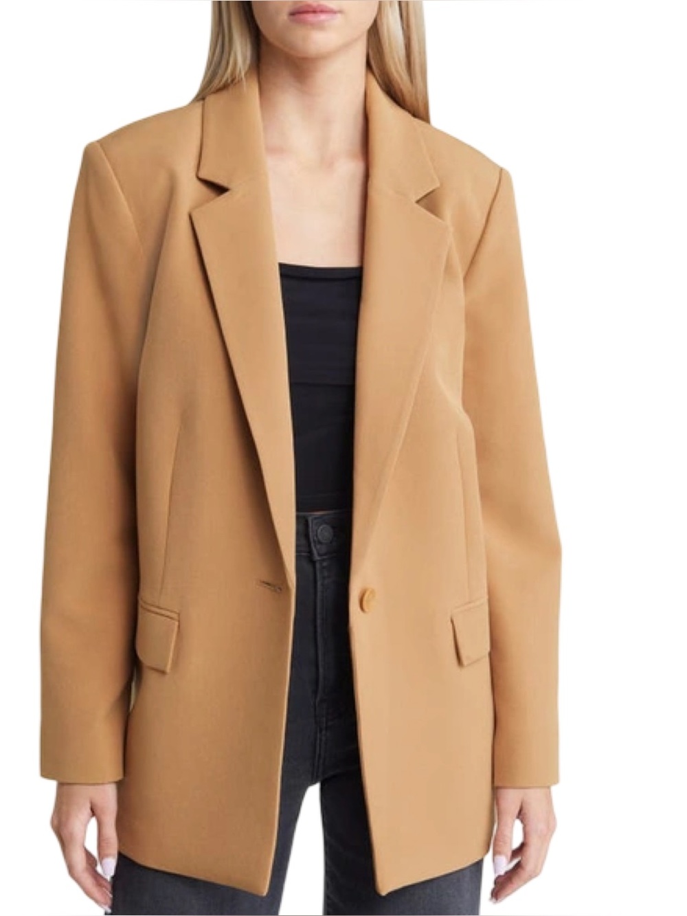 Open Edit RELAXED FIT BLAZER IN TAN DALE Size Small